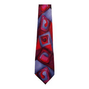 Jerry Garcia Geometric Pattern Red 100% Silk Necktie